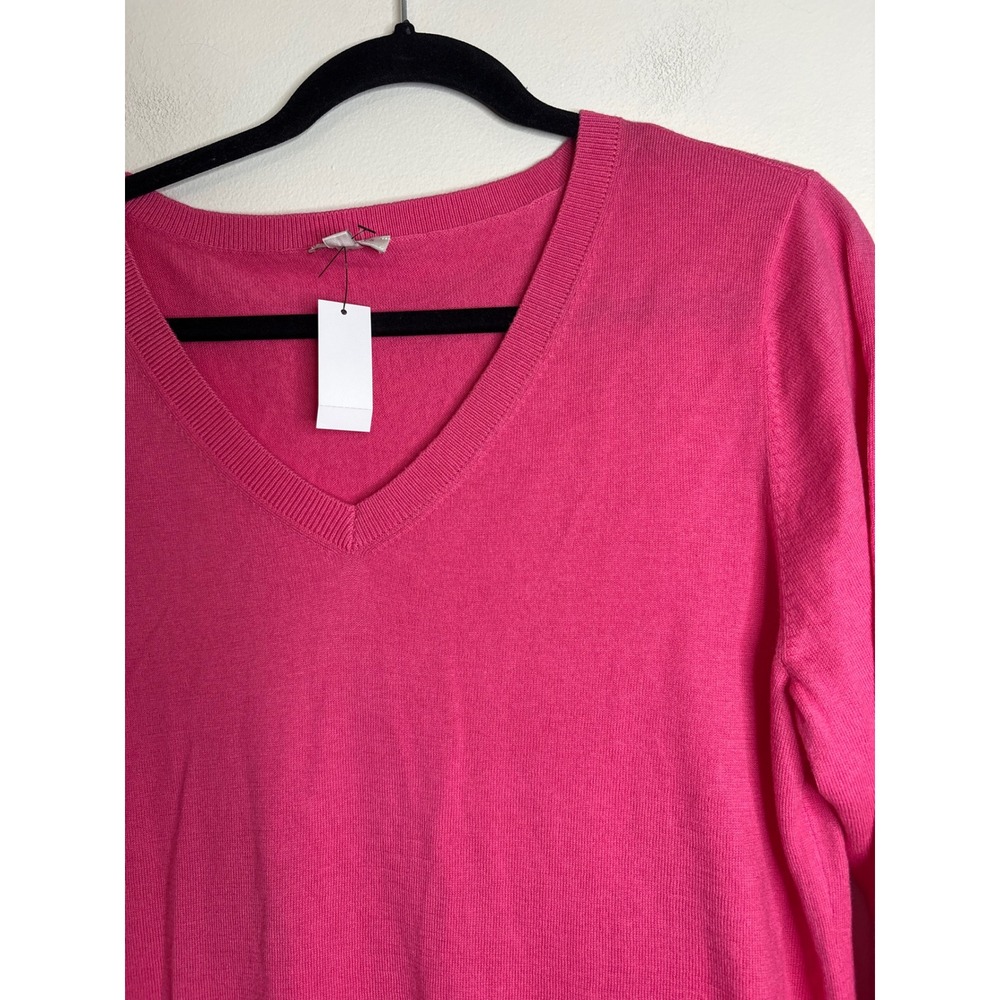 Talbots Womens Pink V-Neck Long Sleeve Knit Pullover Sweater Size L NEW - Picture 2 of 5